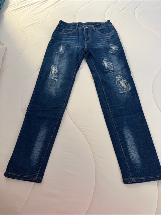 TIMFEAY10 Fashion-Jean Other - Men's Straight Fit Distressed Dark Blue Jeans